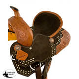 12" Double T brown suede barrel saddle. - Country Scene Saddlery and Pet Supplies