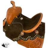 12 Double T Brown Suede Barrel Saddle. Western Saddles