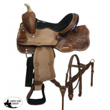 12" Double T pony saddle set with floral tooling. - Country Scene Saddlery and Pet Supplies
