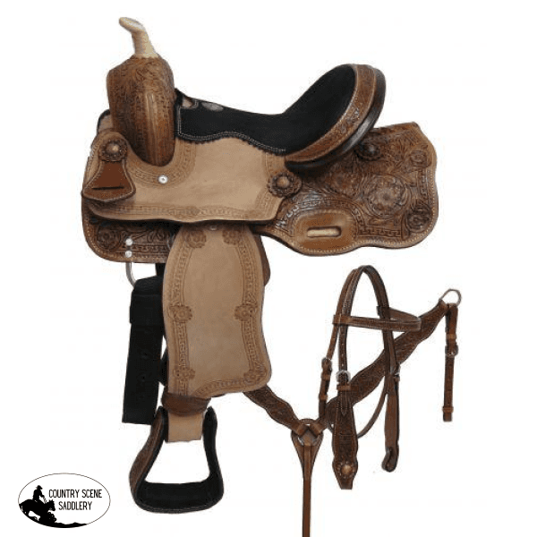 New! 12 Double T Pony Saddle Set With Floral Tooling. ~ Posted.*