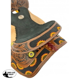 12" Double T Saddle with Sunflower Beading and Conchos. - Country Scene Saddlery and Pet Supplies