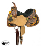 12" Double T Saddle with Sunflower Beading and Conchos. - Country Scene Saddlery and Pet Supplies