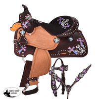 12 Double T Youth Barrel Style Saddle Set With Hand Painted Cross And Horseshoe Design.