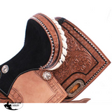 12" Double T Youth Barrel Style Saddle with hand floral tooling. - Country Scene Saddlery and Pet Supplies