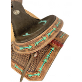 12 Double T Youth Hard Seat Western Saddle With Teal Arrow Accents Saddles