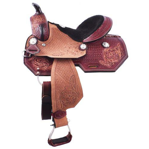12 Double T Youth Saddle With Floral And Basketweave