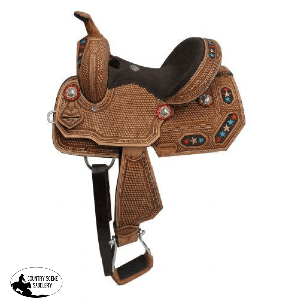 New! 12 Double T Youth/pony Embroidered Star Barrel Saddle. Posted.* Show Saddles