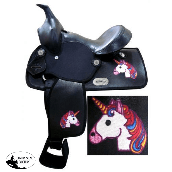 New! 12 Economy Synthetic Saddle With Rainbow Unicorn Print. Posted.*