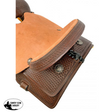 13" Barrel Style Hard Seat Youth Saddle with basket tooling.. (Semi-QH Bars) - Country Scene Saddlery and Pet Supplies