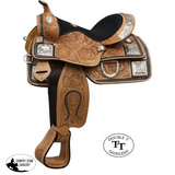 13" Double T fully tooled Youth / Pony show saddle with silver. - Country Scene Saddlery and Pet Supplies