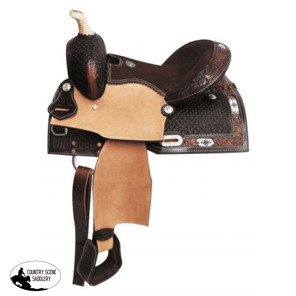 13 Double T Pony/youth Saddle With Beaded Inlay.