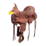 New! 13 Double T Youth Hard Seat Barrel Style Saddle With Cheetah Posted.*