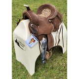 13 Double T Youth Hard Seat Barrel Style Saddle With Cheetah