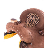 New! 13 Double T Youth Hard Seat Barrel Style Saddle With Cheetah Posted.*