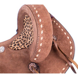 New! 13 Double T Youth Hard Seat Barrel Style Saddle With Cheetah Posted.*