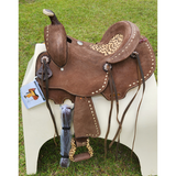 13 Double T Youth Hard Seat Barrel Style Saddle With Cheetah