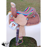 13" Double T Youth Hard Seat Western saddle with Wool Serape Accents - Country Scene Saddlery and Pet Supplies