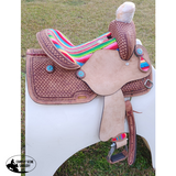 13" Double T Youth Hard Seat Western saddle with Wool Serape Accents - Country Scene Saddlery and Pet Supplies