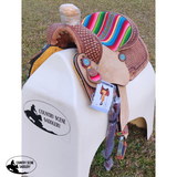 13" Double T Youth Hard Seat Western saddle with Wool Serape Accents - Country Scene Saddlery and Pet Supplies