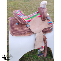 13 Double T Youth Hard Seat Western Saddle With Wool Serape Accents Barrel Youth