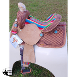 13" Double T Youth Hard Seat Western saddle with Wool Serape Accents - Country Scene Saddlery and Pet Supplies