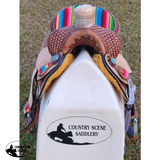 13" Double T Youth Hard Seat Western saddle with Wool Serape Accents - Country Scene Saddlery and Pet Supplies