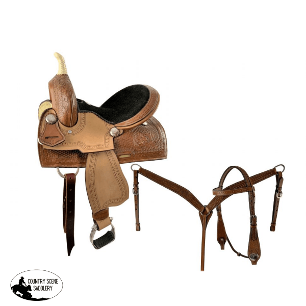 13 Double T Youth Hi-Back Barrel Saddle Set Cutting Saddle