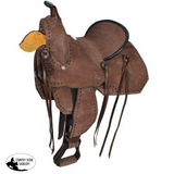 13" Double T Youth/Pony Chocolate Roughout Barrel Saddle - Country Scene Saddlery and Pet Supplies