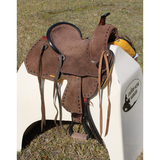 13" Double T Youth/Pony Chocolate Roughout Barrel Saddle - Country Scene Saddlery and Pet Supplies