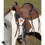 13" Double T Youth/Pony Chocolate Roughout Barrel Saddle - Country Scene Saddlery and Pet Supplies