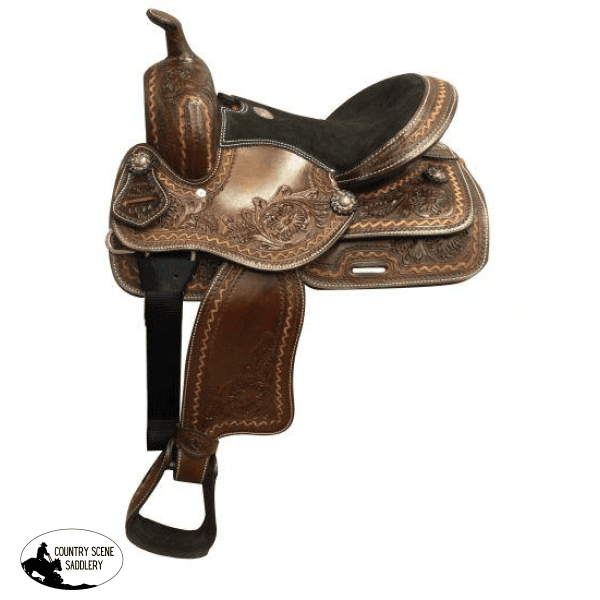 New! 13 Double T Youth/pony Saddle With Floral Tooling. Posted.