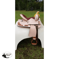 New 13 Pony / Youth Rough Out Leather Saddle With Tooled Leather Accents Full Quarter Horse