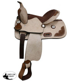 13" Pony / Youth Rough Out Leather Saddle with Tooled leather accents Full Quarter Horse (Pre-Orders) - Country Scene Saddlery and Pet Supplies