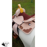 13" Pony / Youth Rough Out Leather Saddle with Tooled leather accents Full Quarter Horse (Pre-Orders) - Country Scene Saddlery and Pet Supplies