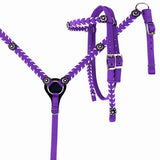 New! Showman Nylon headstall and breast collar set with stitched trim and crystal rhinestone conchos - Country Scene Saddlery and Pet Supplies
