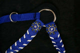 New! Showman Nylon headstall and breast collar set with stitched trim and crystal rhinestone conchos - Country Scene Saddlery and Pet Supplies