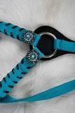 New! Showman Nylon headstall and breast collar set with stitched trim and crystal rhinestone conchos - Country Scene Saddlery and Pet Supplies