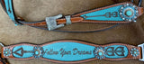 Showman ® Browband headstall and breast collar set. Features Turquoise inlay with 'follow your dreams' wording and Turquoise concho accents. - Country Scene Saddlery and Pet Supplies