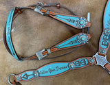 Showman ® Browband headstall and breast collar set. Features Turquoise inlay with 'follow your dreams' wording and Turquoise concho accents. - Country Scene Saddlery and Pet Supplies