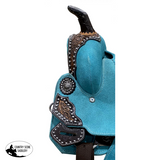 13"DOUBLE T Teal Rough Out Barrel style saddle - Country Scene Saddlery and Pet Supplies