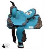 13Double T Teal Rough Out Barrel Style Saddle Circle S Style Saddle