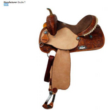 New! Double T Barrel Saddle With Silver Laced Tan Rawhide Cantle Posted.*~