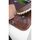 New! Double T Barrel Saddle With Silver Laced Tan Rawhide Cantle Posted.*~