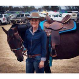 14", 15", 16" Double T barrel saddle with silver laced tan rawhide cantle, dot border on rough out fenders and jockeys. - Country Scene Saddlery and Pet Supplies