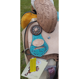 14", 15", 16" Double T Barrel Style Saddle with Filigree Print Seat. - Country Scene Saddlery and Pet Supplies