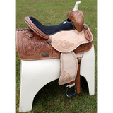 14 15 16 Double T Barrel Style Saddle With Rainbow Crystal Rhinestones.