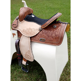 14 15 16 Double T Barrel Style Saddle With Rainbow Crystal Rhinestones.