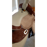 14" 15" 16" Double T Barrel Style Saddle with Texas Star Concho - Country Scene Saddlery and Pet Supplies