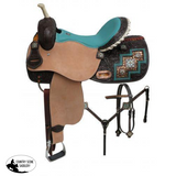 14", 15", 16" Double T Bejeweled metallic leopard print barrel style saddle set - Country Scene Saddlery and Pet Supplies