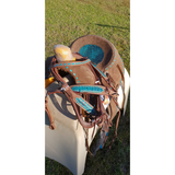 14 15 16 Double T Roughout Barrel Style Saddle Set.